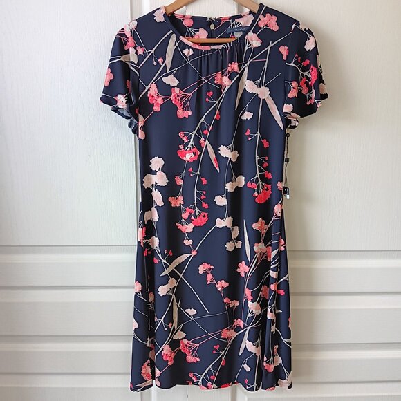 NEW Tommy Hilfiger Women's Ballerina Pink Multi Floral Print Jersey Dress Size 4 - Picture 1 of 13